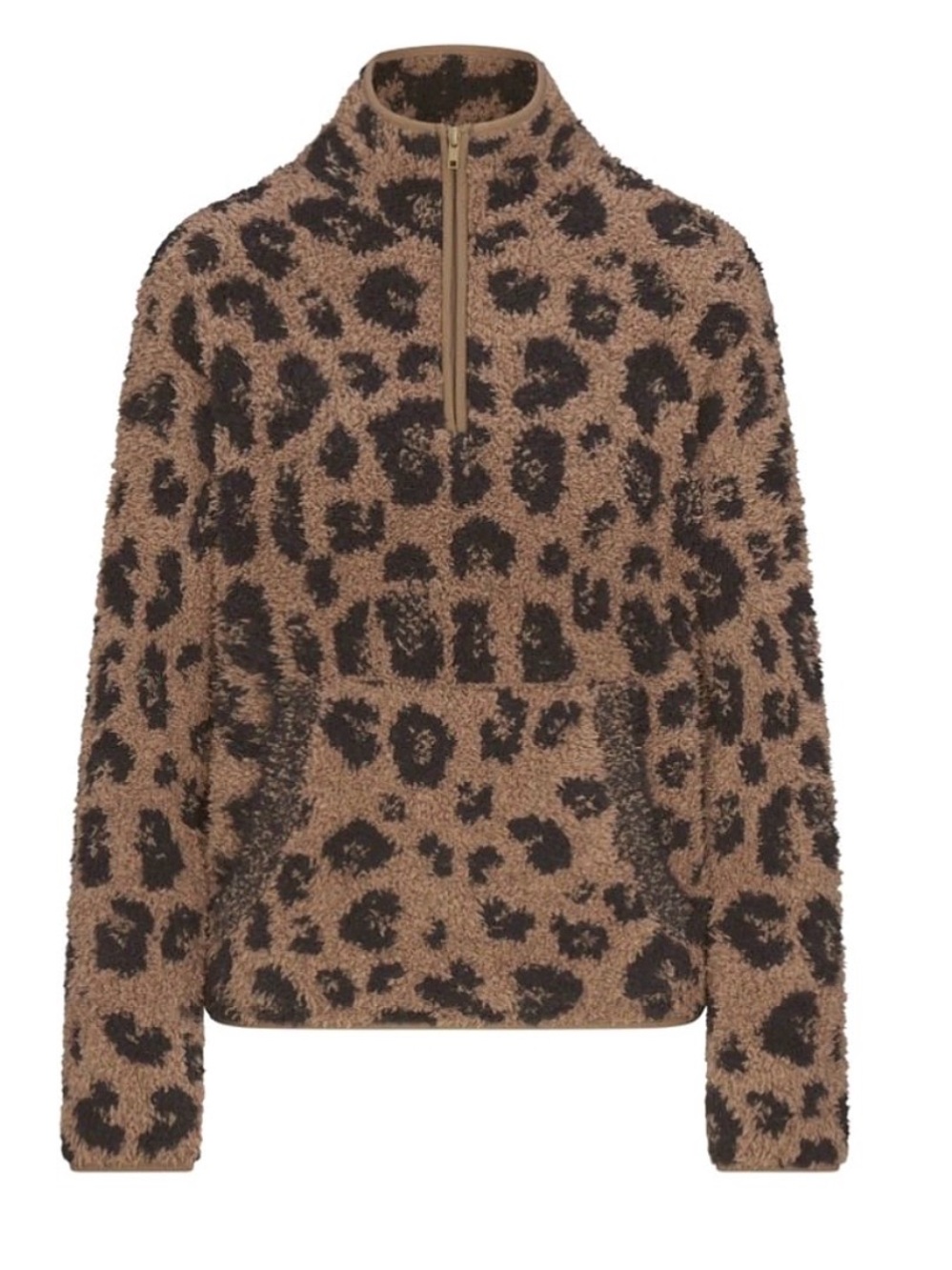 SKIMS Cozy Knit Leopard Half Zip Pullover 4X/5X NWT Sienna Leopard